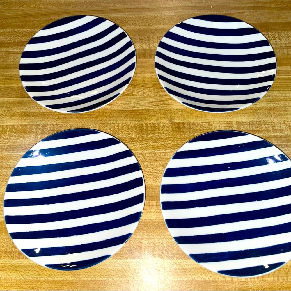 Kate Spade Lenox Small Desert Plates; Classic Blue  & White Stripes!